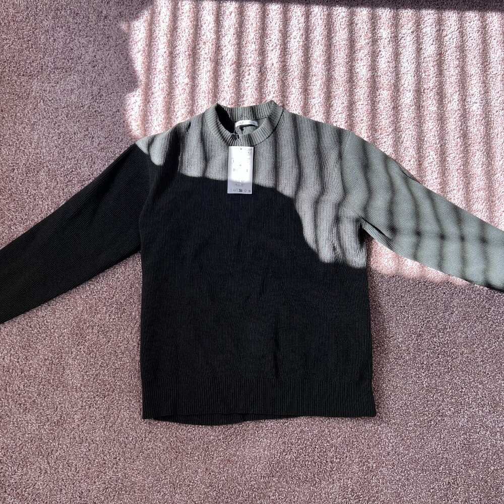 Zara Mens STRUCTURED CHENILLE SWEATER GREEN NWT LARGE